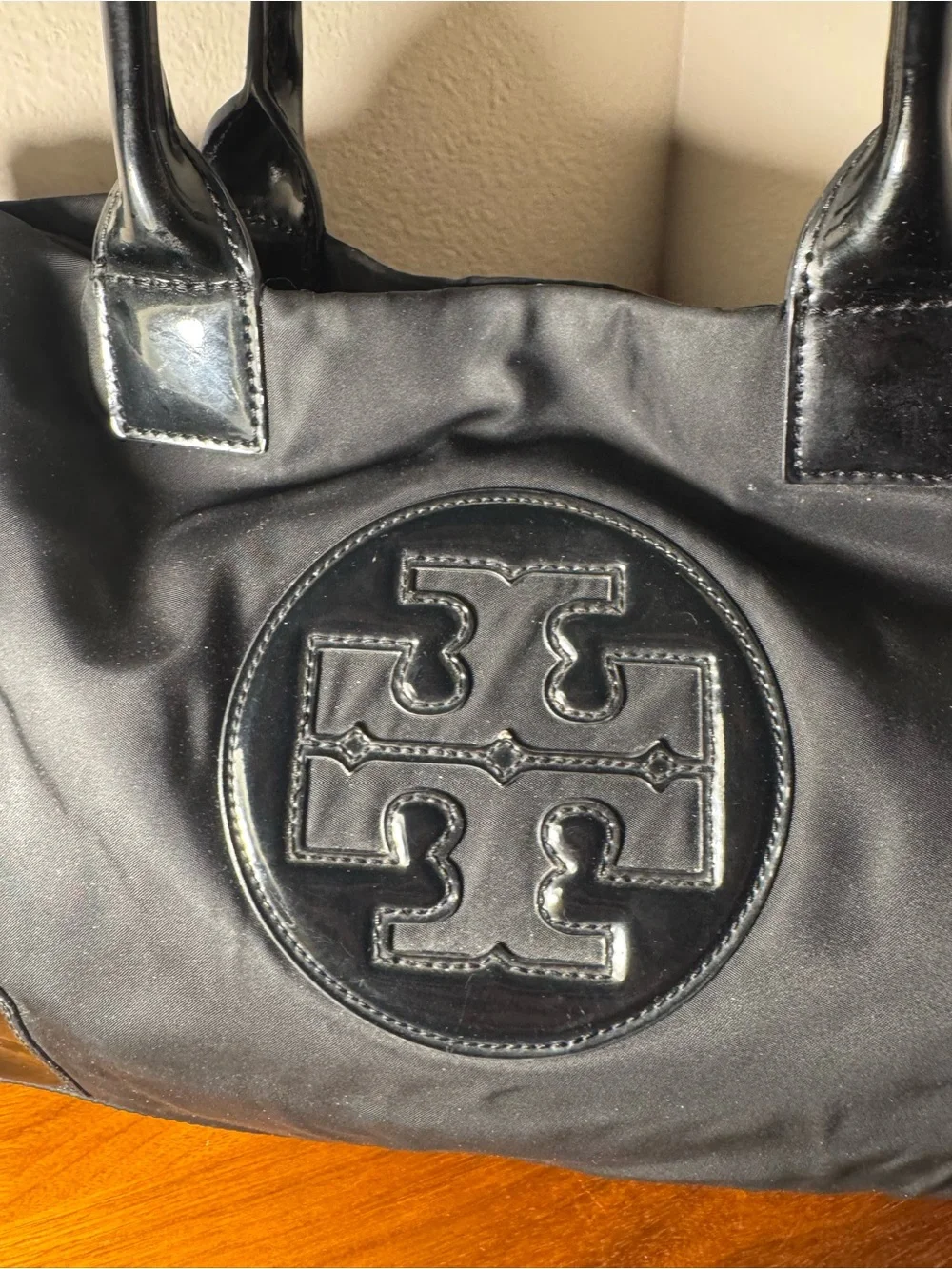 Tory Burch Ella Patent Leather Tote in Black